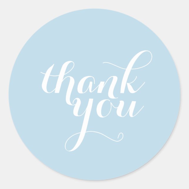 CUTE THANK YOU SEAL modern simple plain baby blue (Front)
