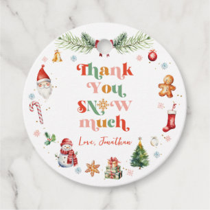 Cute Thank You Snow Much Christmas Birthday Party Favor Tags