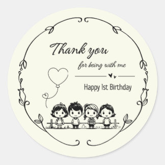 Cute Thank You Sticker for Baby’s 1st Birthday