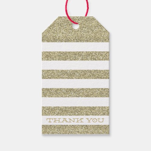 CUTE THANK YOU TAG modern stripe gold glitter