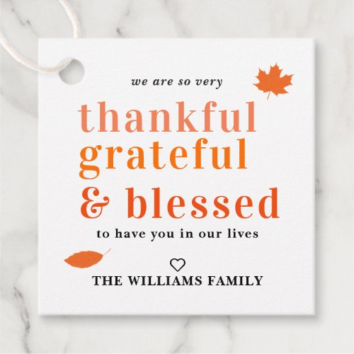 Cute Thankful Grateful Blessed Thanksgiving Treat Favor Tags