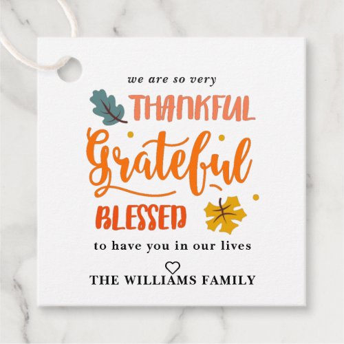 Cute Thankful Grateful Blessed Thanksgiving Treat Favor Tags