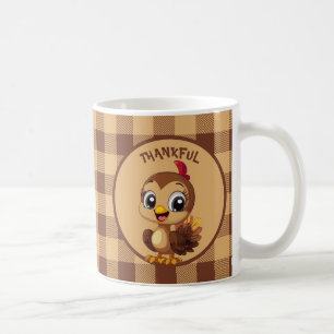 Cute Thankful Thanksgiving Turkey Coffee Mug