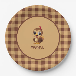 Cute Thankful Thanksgiving Turkey Paper Plates