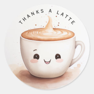 Cute Thanks a Latte Classic Round Sticker