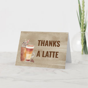 Cute Thanks a Latte Coffee Drinks Letterpress Thank You Card