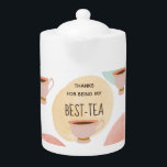 Cute thanks for being my best-tea friends teapot<br><div class="desc">This cute "thanks for being my best-tea" teapot with pretty pastel tea cup illustrations is a perfect gift for your tea drinking bestie!</div>