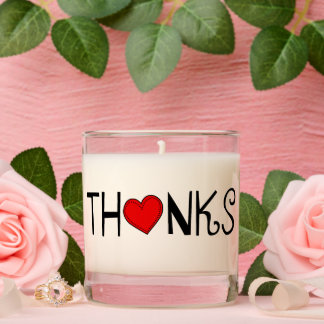 Cute "Thanks" with Heart Thank You Gift Scented Candle