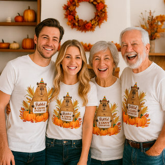 Cute Thanksgiving Capybara “Cappy Ever After” T-Shirt