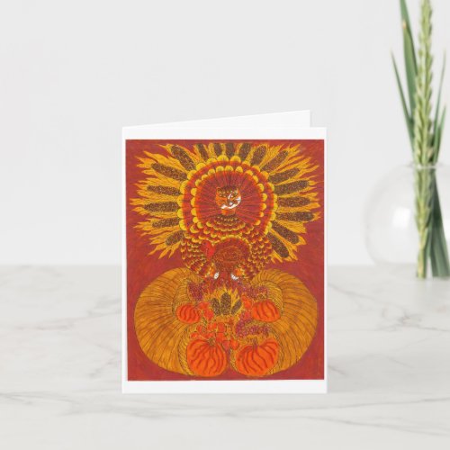 Cute Thanksgiving Cat Note Card