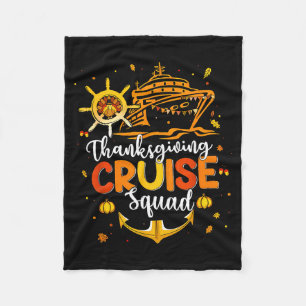 Cute Thanksgiving Cruise Squad Matching Family Vac Fleece Blanket