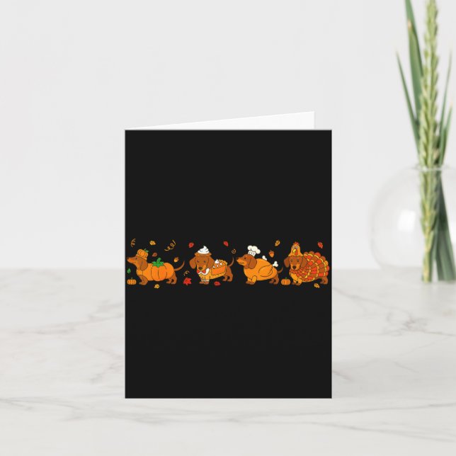 Cute Thanksgiving Dachshund Dogs Fall Gobble Prepp Card (Front)