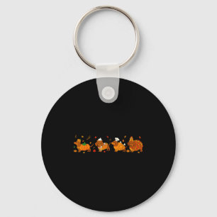 Cute Thanksgiving Dachshund Dogs Fall Gobble Prepp Keychain