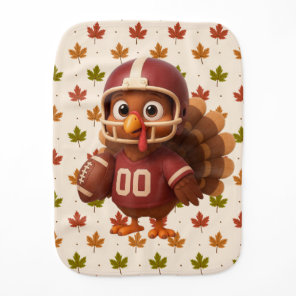 Cute Thanksgiving day football turkey Baby Burp Cloth
