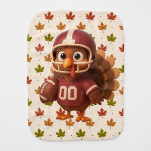 Cute Thanksgiving day football turkey Baby Burp Cloth