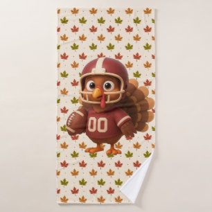 Cute Thanksgiving day football turkey Bath Towel
