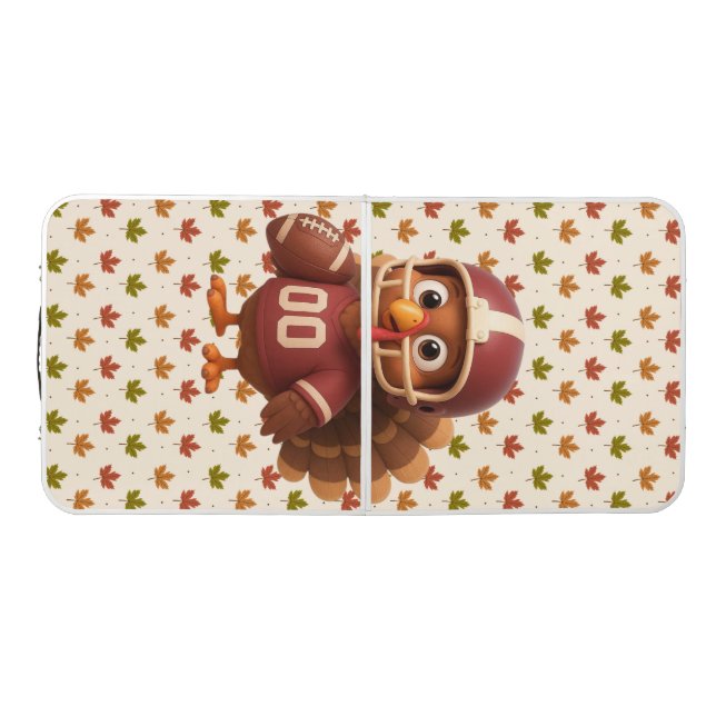 Cute Thanksgiving day football turkey Beer Pong Table (Top)