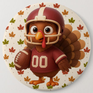 Cute Thanksgiving day football turkey Button