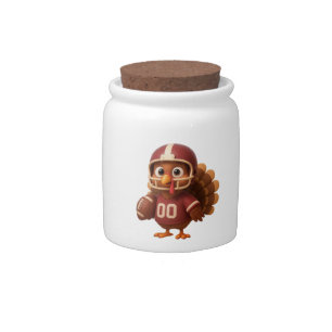 Cute Thanksgiving day football turkey Candy Jar