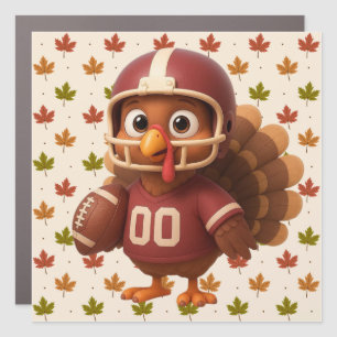 Cute Thanksgiving day football turkey Car Magnet