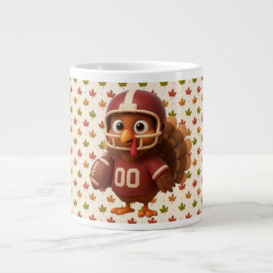 Cute Thanksgiving day football turkey Giant Coffee Mug