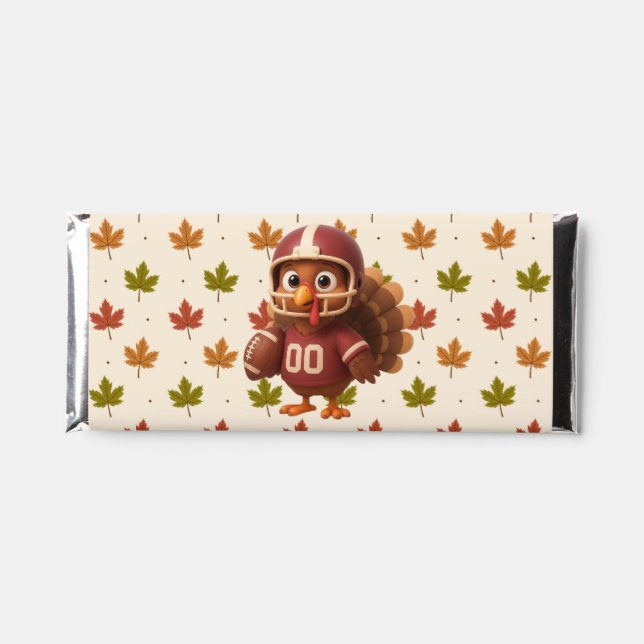 Cute Thanksgiving day football turkey Hershey Bar Favors (Front)