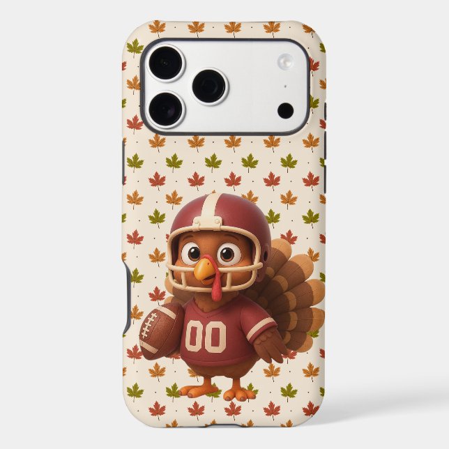 Cute Thanksgiving day football turkey iPhone Case (Back)