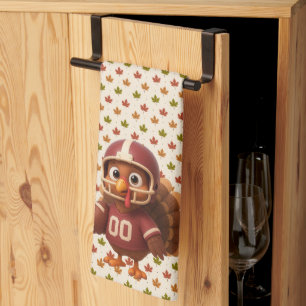 Cute Thanksgiving day football turkey Kitchen Towel