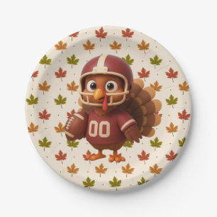 Cute Thanksgiving day football turkey Paper Plates