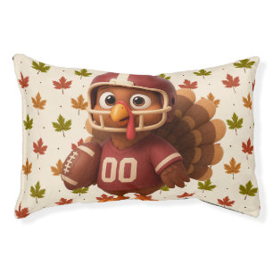 Cute Thanksgiving day football turkey Pet Bed