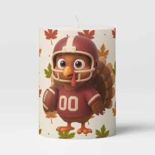 Cute Thanksgiving day football turkey Pillar Candle