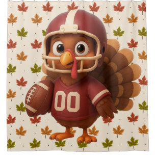 Cute Thanksgiving day football turkey Shower Curtain