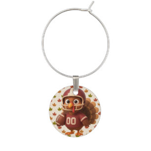 Cute Thanksgiving day football turkey Wine Charm