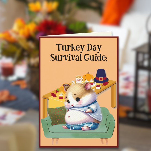 Cute Thanksgiving Day Survival Guide Holiday Card (Creator Uploaded)