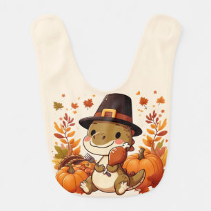 Cute Thanksgiving Dinosaur Baby Bib