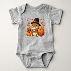 Cute Thanksgiving Dinosaur Baby Bodysuit