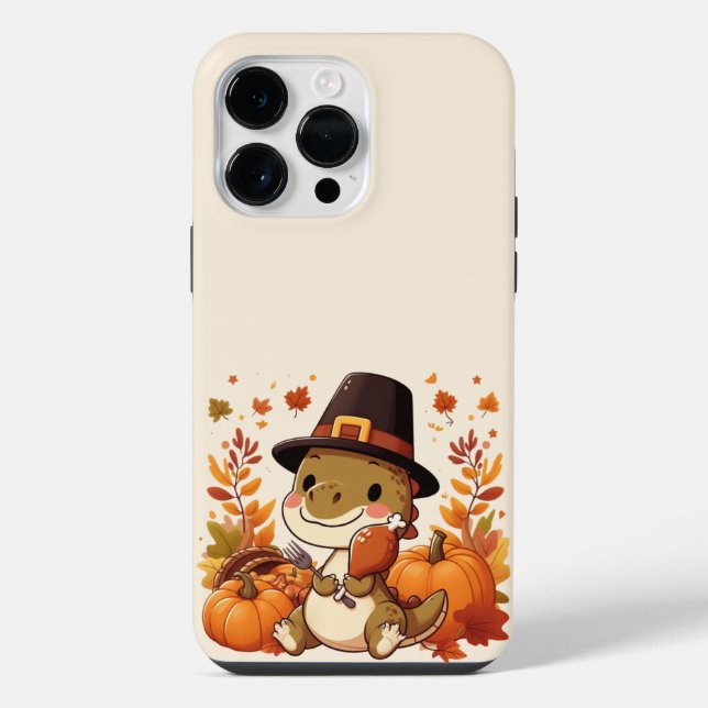 Cute Thanksgiving Dinosaur iPhone Case (Back)