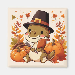Cute Thanksgiving Dinosaur Magnet