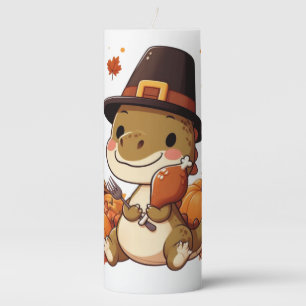 Cute Thanksgiving Dinosaur Pillar Candle