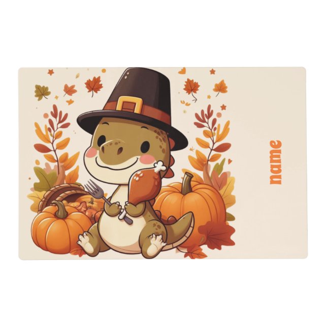 Cute Thanksgiving Dinosaur Placemat (Front)