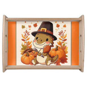 Cute Thanksgiving Dinosaur Serving Tray