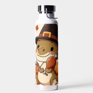 Cute Thanksgiving Dinosaur Water Bottle