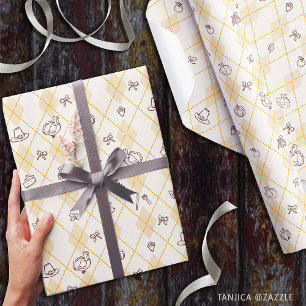 Cute Thanksgiving Doodles Diamond Pattern Wrapping Paper