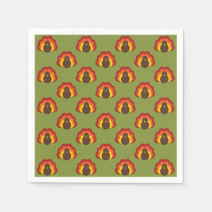 Cute Thanksgiving Fall Holiday Turkey Pattern Napkins