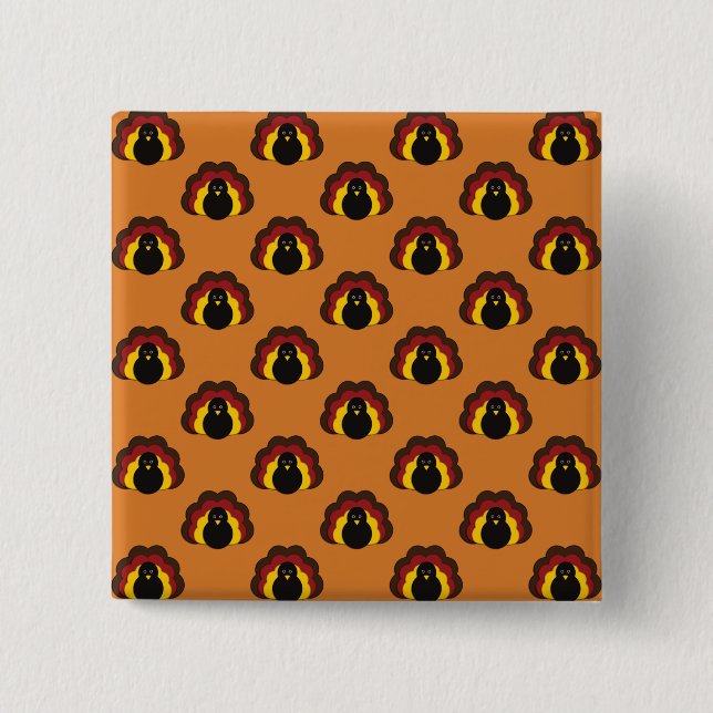 Cute Thanksgiving Fall Turkey Pattern Button (Front)