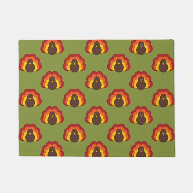 Cute Thanksgiving Fall Turkey Pattern Doormat (Front)