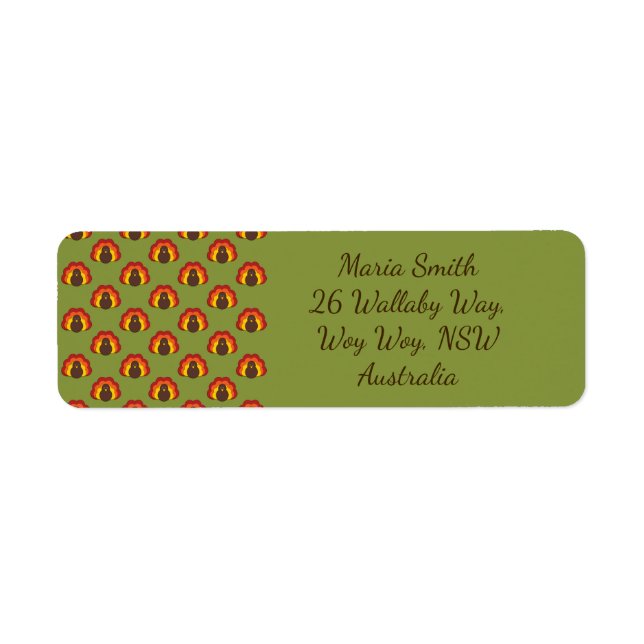 Cute Thanksgiving Fall Turkey Pattern Label (Front)