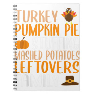 Cute Thanksgiving Family Turkey Pumpkin Pie Stuffi Notebook