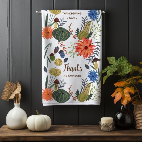 Cute Thanksgiving floral mushroom fall Hand Towel