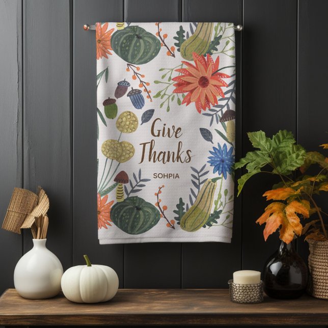 Cute Thanksgiving floral mushroom fall Kitchen Towel (Cute Thanksgiving floral mushroom fall Kitchen Towel)